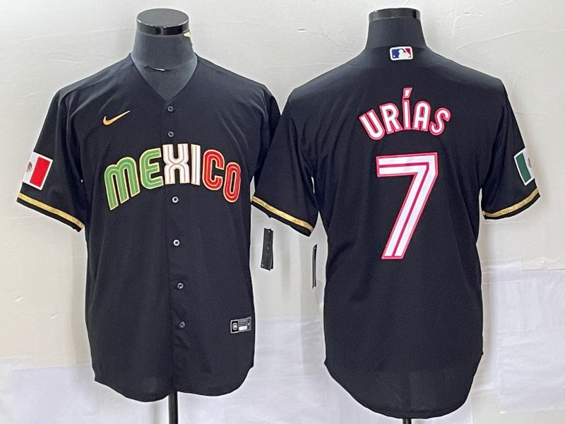 Men 2023 World Cub Mexico #7 Urias Black pink Nike MLB Jersey28